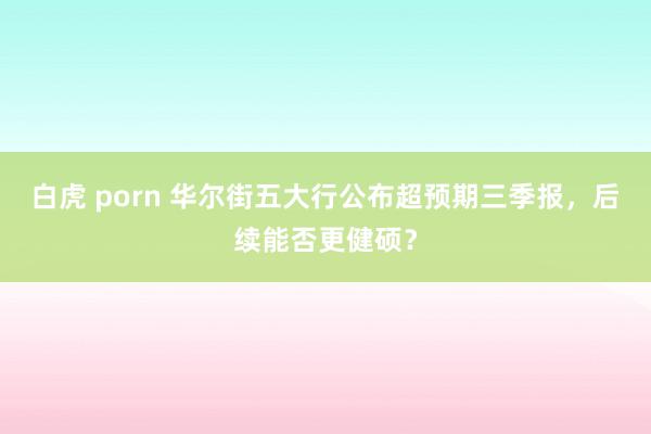 白虎 porn 华尔街五大行公布超预期三季报，后续能否更健硕？