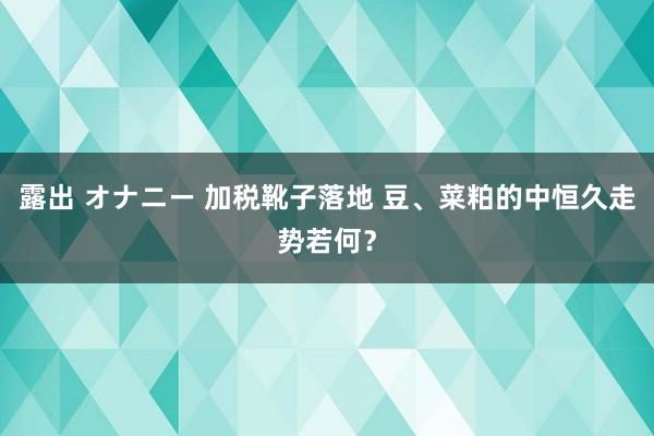 露出 オナニー 加税靴子落地 豆、菜粕的中恒久走势若何？