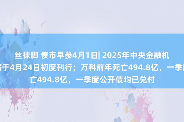 丝袜脚 债市早参4月1日| 2025年中央金融机构注资特异国债将于4月24日初度刊行；万科前年死亡494.8亿，一季度公开债均已兑付